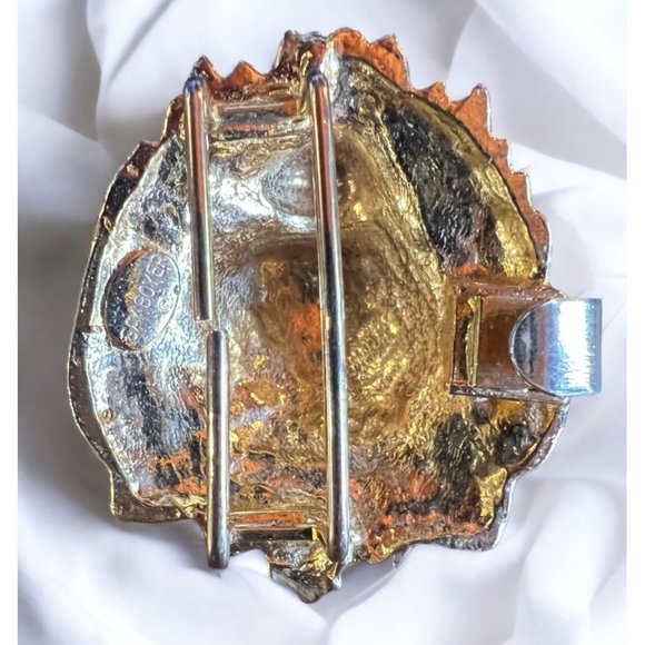 Vintage 1980s Gay Boyer Gold Tone Lion Scarf Pendant Set Of 2 Accessory - Picture 4 of 6